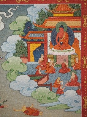 圖二：唐卡右上方的阿彌陀佛